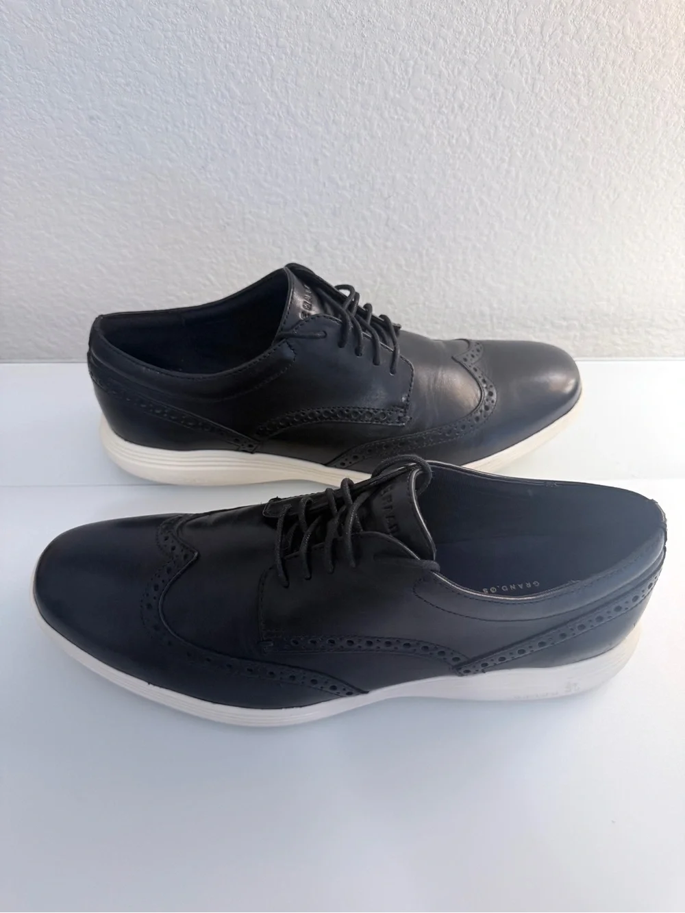 Cole Haan Grand.OS Black Leather Wingtip Derby Sneaker Size 10.5